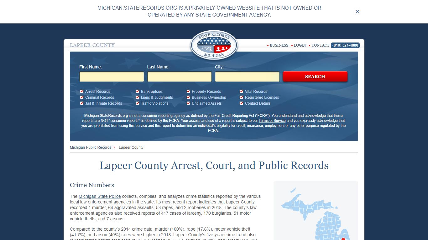 Lapeer County Arrest, Court, and Public Records